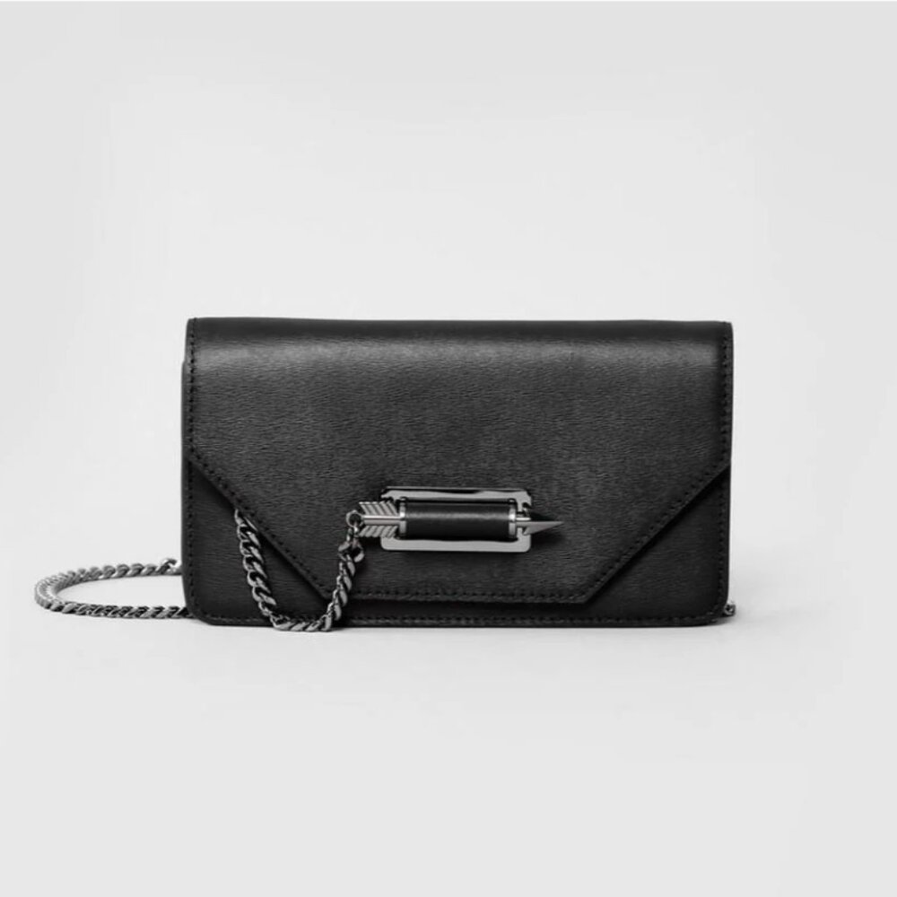 Brand New! Mackage 'ZOEY-F" Leather Crossbody Bag Mini Clutch Black